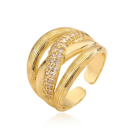 Cúbicos Circonia Micro Pave anillo de latón, metal, chapado, micro arcilla de zirconia cúbica & para mujer, dorado, Vendido por UD