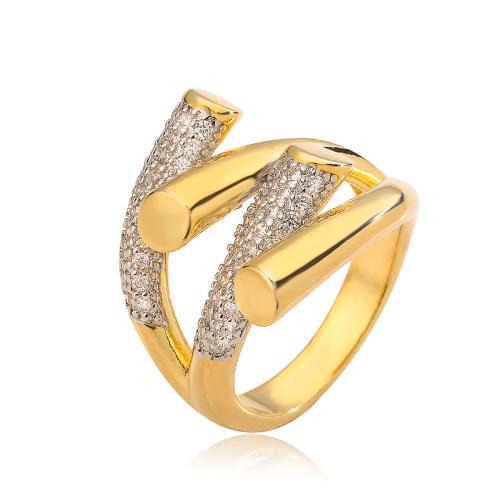 Cubic Zirconia Micro Pave Brass Ring plated micro pave cubic zirconia & for woman golden Sold By PC