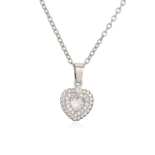 Cubic Zircon Micro Pave Brass Necklace Heart plated micro pave cubic zirconia & for woman Sold By PC