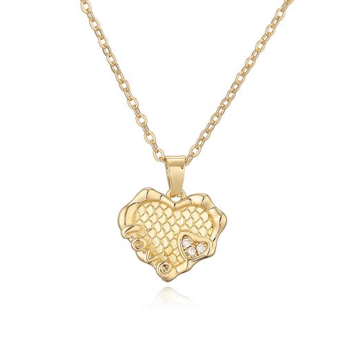 Cubic Zircon Micro Pave Brass Necklace, Heart, plated, micro pave cubic zirconia & for woman, more colors for choice, Sold By PC