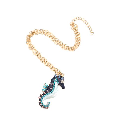 Zinc Alloy Jewelry Necklace with 5cm extender chain for woman & enamel & with rhinestone multi-colored Length Approx 42 cm Sold By PC