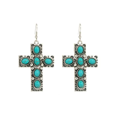 Tibetan Style Drop Earrings, with turquoise, different styles for choice & for woman, green, Sold By Pair