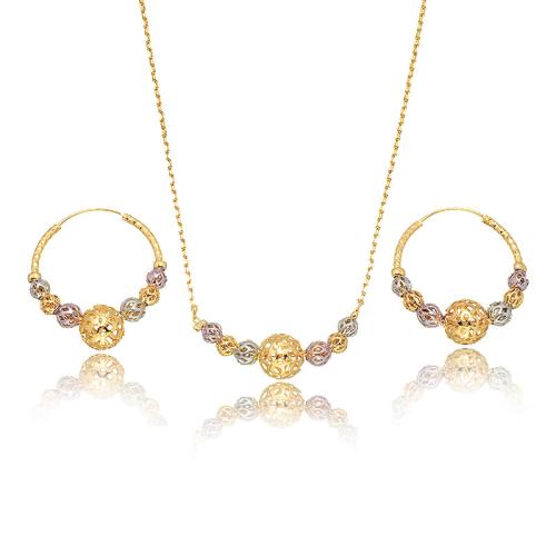 Brass Jewelry Set earring & necklace plated 2 pieces & for woman golden Sold By Set