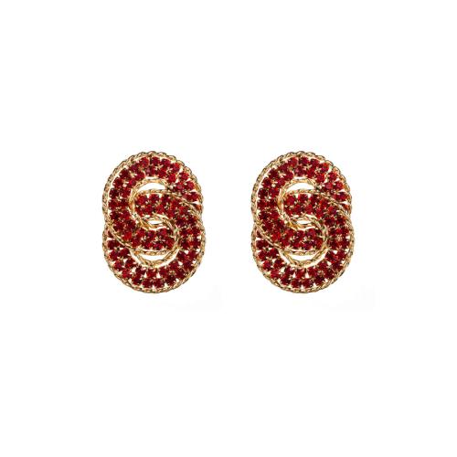 Zinc Alloy Stud Earring for woman & with rhinestone Sold By Pair