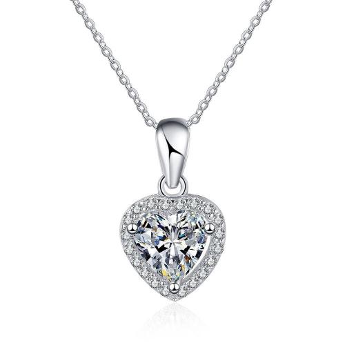 Cubic Zircon Micro Pave Brass Necklace, plated, micro pave cubic zirconia & for woman, silver color, Length:Approx 45 cm, Sold By PC