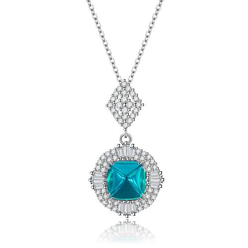 Cubic Zirconia Micro Pave Brass Jewelry Sets with Gemstone plated & micro pave cubic zirconia & for woman silver color Sold By PC