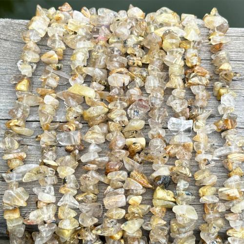 Natürlicher Quarz Perlen Schmuck, Rutilated Quarz, Unregelmäßige, DIY, Goldfarbe, beads length 5-8mm, verkauft per ca. 80 cm Strang