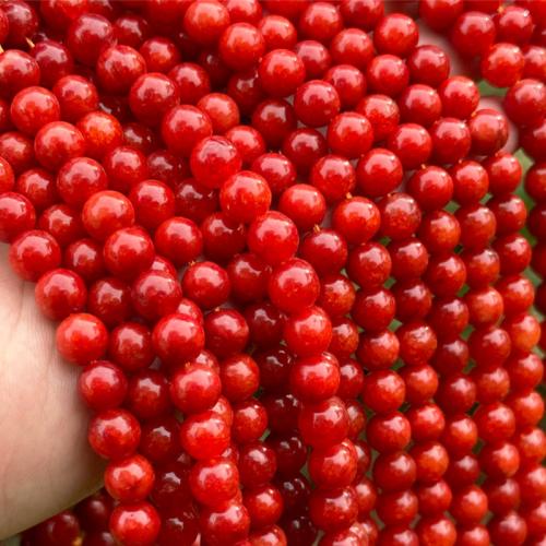 Jade Pärlor, Rund, DIY & olika storlek för val, röd, Såld Per Ca 38 cm Strand