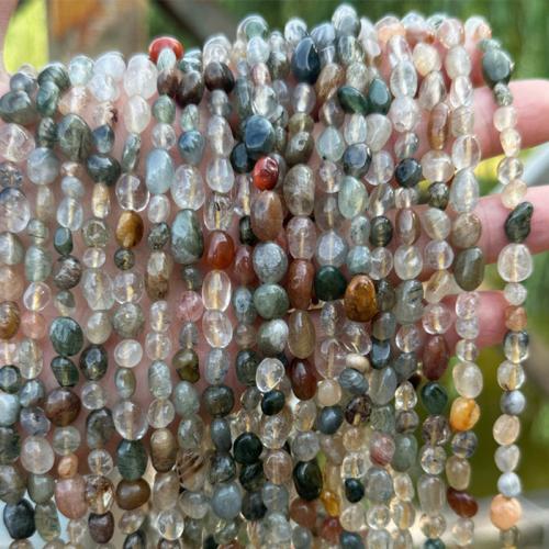 Grânulos de quartzo natural jóias, quartzo rutilado, Pepitas, DIY, multi colorido, beads length 6-8mm, vendido para Aprox 38 cm Strand