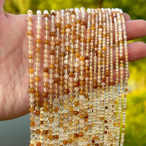 Natürlicher Quarz Perlen Schmuck, rund, DIY & verschiedene Größen vorhanden, verkauft per ca. 38 cm Strang