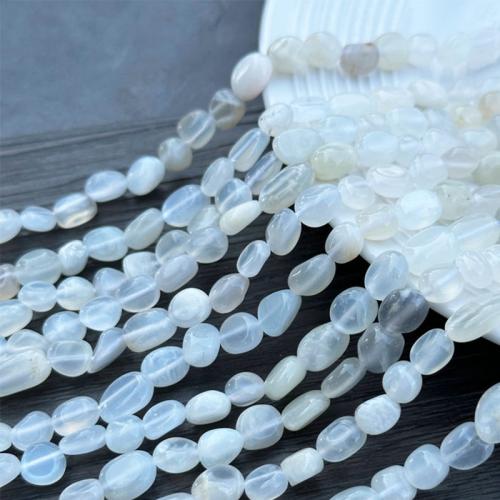 Mondstein Perlen, Klumpen, DIY, weiß, beads length 6-8mm, verkauft per ca. 39 cm Strang