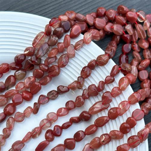 Naturliga Quartz smycken pärlor, Nuggets, DIY, röd, beads length 6-9mm, Såld Per Ca 39 cm Strand