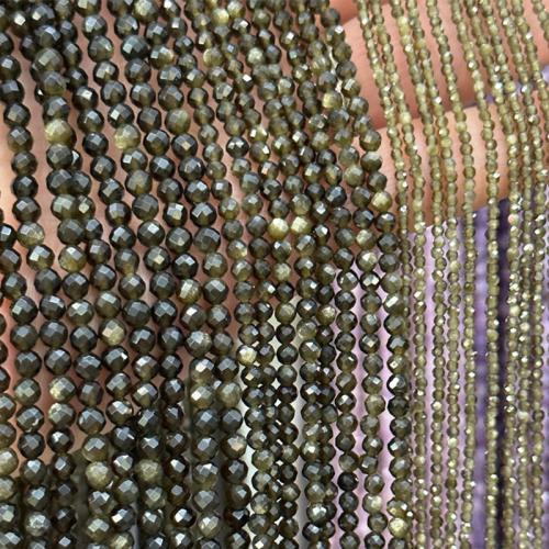 Gemstone šperky Korálky, Gold Obsidian, DIY & různé velikosti pro výběr & tváří, Prodáno za Cca 38 cm Strand