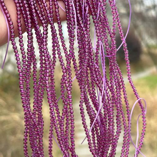 Abalorios De Granate Natural, Esférico, Bricolaje, Púrpura, beads length 3-3.5mm, Vendido para aproximado 45-50 cm Sarta