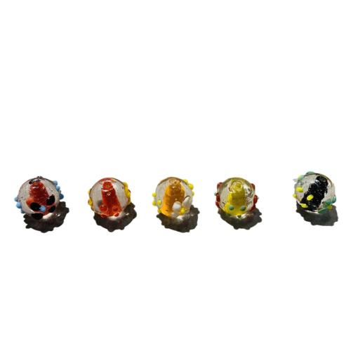 Cristal de murano Abalorio, Esférico, dibujo de la mano, Bricolaje & esmalte, más colores para la opción, 15x14mm, Vendido por UD