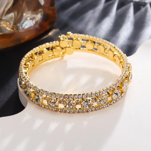 Tibetan Style Bangle, fashion jewelry & for woman & with rhinestone, more colors for choice, Inner Diameter:Approx 52mm, Sold By PC