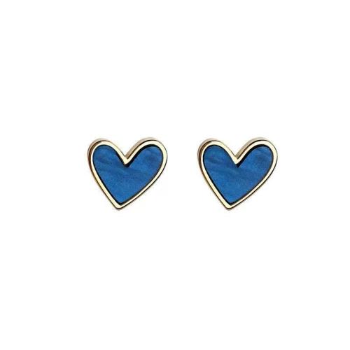 Boucle d'oreille dormeuse en alliage de zinc, coeur, bijoux de mode & pour femme, bleu, 12x12mm, Vendu par paire