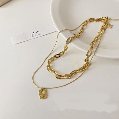 Zinc Alloy Jewelry Necklace with 5cm extender chain Double Layer & fashion jewelry & for woman Length Approx 45 cm Sold By PC