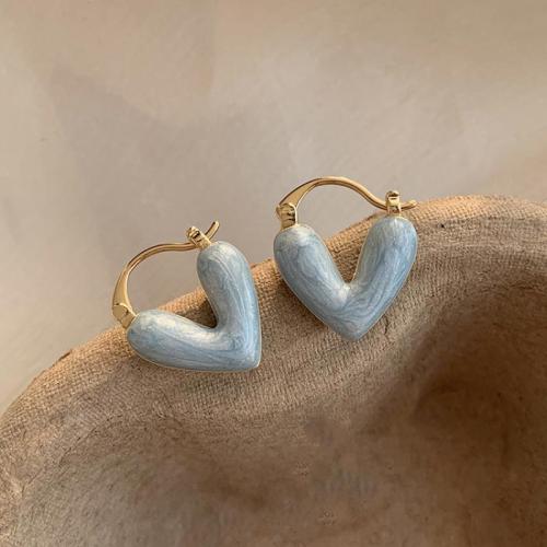 Brass Leverback Earring, Heart, fashion jewelry & for woman & enamel, more colors for choice, 20mm, Sold By Pair