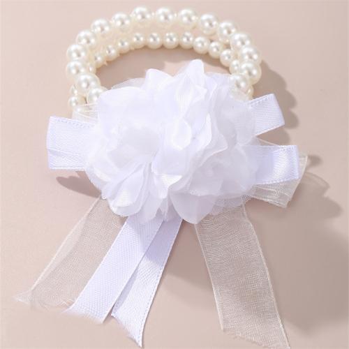 Plastic Pearl Wrist Flower, with Cloth, fashion jewelry & for woman, Sold By PC
