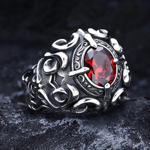 Zinc Alloy Finger Ring with Garnet fashion jewelry & for man US Ring Sold By PC