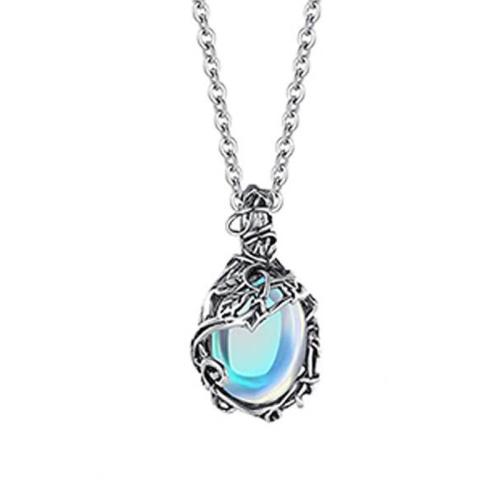 Zinc Alloy Jewelry Necklace with Moonstone fashion jewelry & for woman Length Approx 50 cm Sold By PC