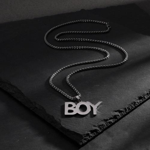 Titanium Steel Necklace, Alphabet Letter, fashion jewelry & for man, Length:Approx 70 cm, Sold By PC