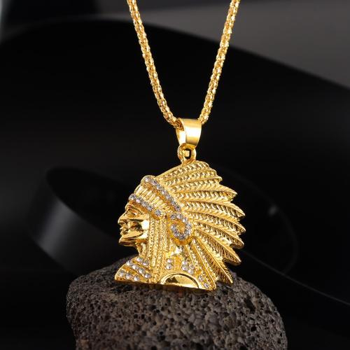 Zinc Alloy Jewelry Necklace fashion jewelry & for man & with rhinestone Length Approx 60 cm Sold By PC