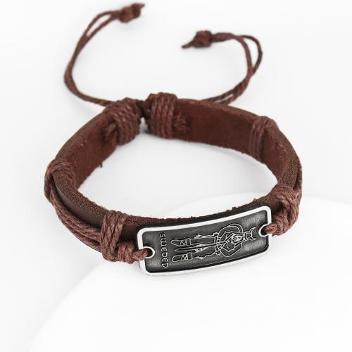 PU Leather Cord Bracelets, Tibetan Style, with PU Leather, fashion jewelry & for man, more colors for choice, Length:Approx 17 cm, Sold By PC