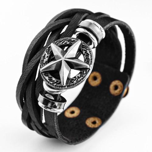 PU Leather Cord Bracelets Zinc Alloy with PU Leather fashion jewelry & for man Length Approx 26 cm Sold By PC