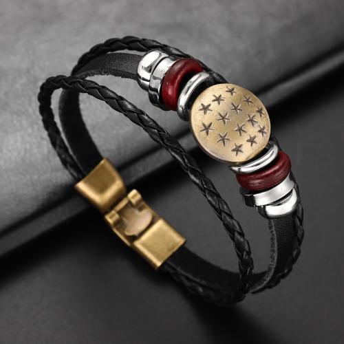 PU Leather Cord Bracelets Zinc Alloy with PU Leather fashion jewelry & for man Length Approx 18 cm Sold By PC