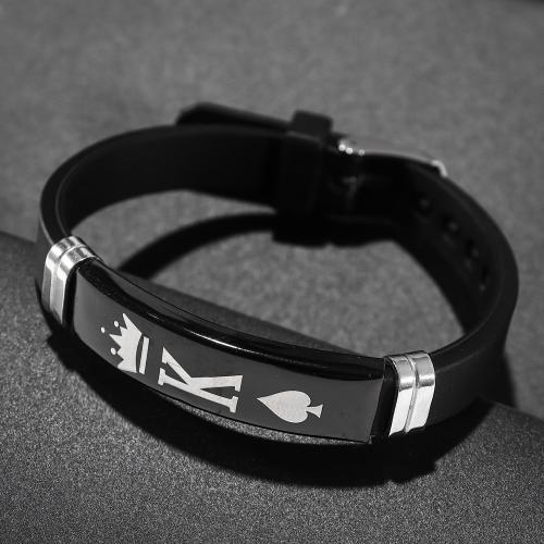 Siliconen Armbanden, Titanium Staal, met Silicone, mode sieraden & uniseks, meer kleuren voor de keuze, Lengte Ca 22 cm, Verkocht door PC