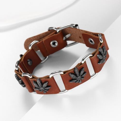 Bracelets cordon PU, alliage de zinc, avec cuir PU, bijoux de mode & unisexe, plus de couleurs à choisir, Longueur:Environ 21 cm, Vendu par PC