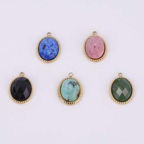 Stainless Steel Pendants, 316 Stainless Steel, with Natural Stone, Vacuum Ion Plating, different materials for choice, golden, 14x10.50mm, 10Pairs/Bag, Sold By Bag
