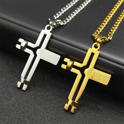 Stainless Steel Jewelry Necklace, 304 Stainless Steel, Cross, fashion jewelry & Unisex, more colors for choice, 40x30mm, Length:Approx 60 cm, Sold By PC