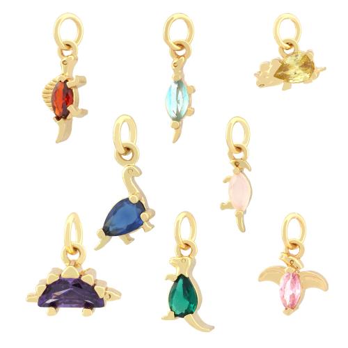 Cubic Zirconia Brass Pendants, with Cubic Zirconia, gold color plated, Different Shape for Choice & DIY, more colors for choice, nickel, lead & cadmium free, Sold By PC