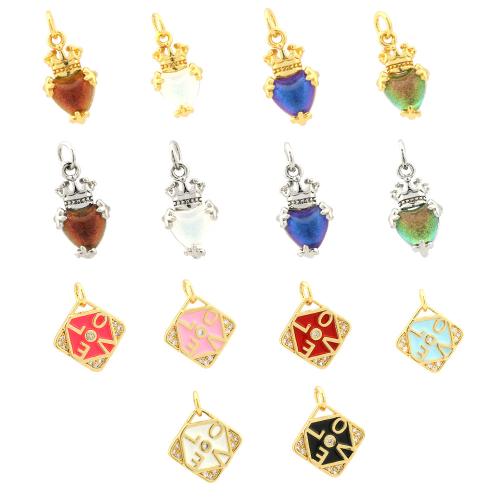 Cubic Zirconia Micro Pave Brass Pendant, with Crystal, plated, Different Shape for Choice & DIY & micro pave cubic zirconia & enamel, more colors for choice, nickel, lead & cadmium free, Sold By PC