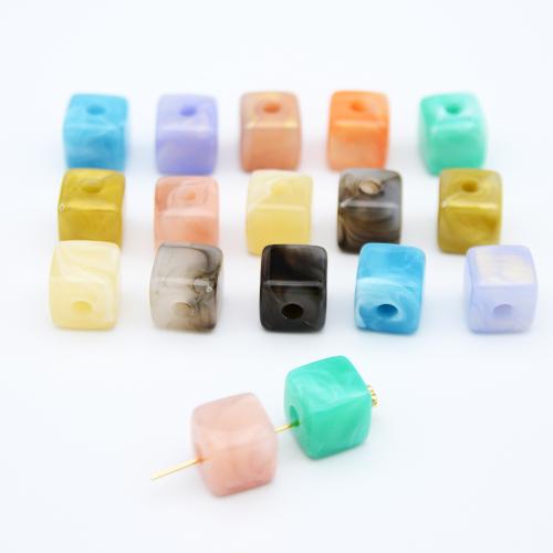 Acrylic Jewelry Beads, Cube, DIY, mixed colors, 12mm, 20PCs/Bag, Sold By Bag