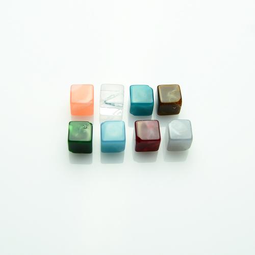 Perle acrylique, cube, DIY, plus de couleurs à choisir, 10x10mm, Trou:Environ 4mm, Environ 30PC/sac, Vendu par sac