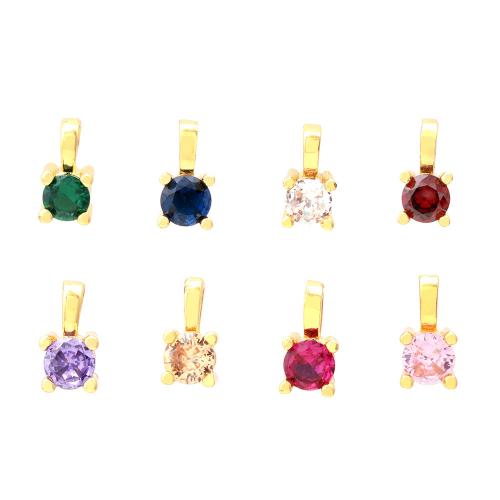 Cubic Zirconia Brass Pendants, with Cubic Zirconia, gold color plated, DIY, more colors for choice, nickel, lead & cadmium free, 4x8mm, Sold By PC
