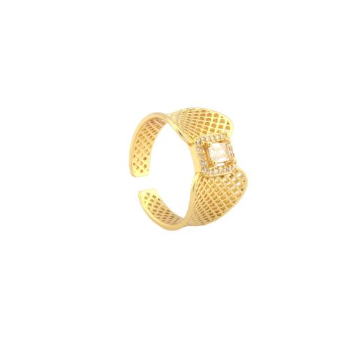 Cubique anneau en laiton Circonia Micro Pave, Placage de couleur d'or, Réglable & bijoux de mode & normes différentes pour le choix & pavé de micro zircon & pour femme, plus de couleurs à choisir, protéger l'environnement, sans nickel, plomb et cadmium, Diamètre intérieur:Environ 17mm, Vendu par PC