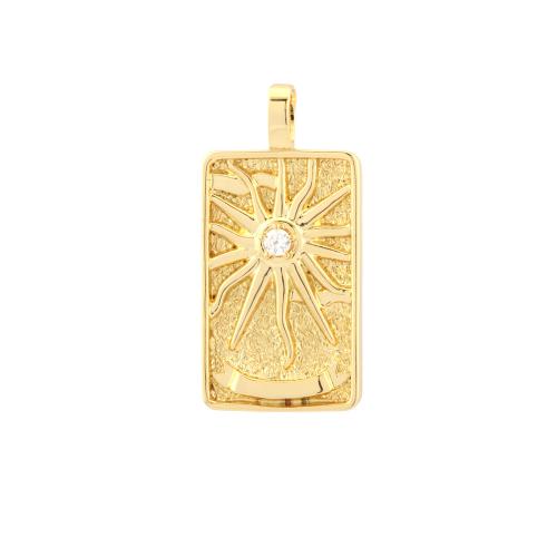 Cubic Zirconia Brass Pendants with Cubic Zirconia Rectangle gold color plated DIY nickel lead & cadmium free Sold By PC