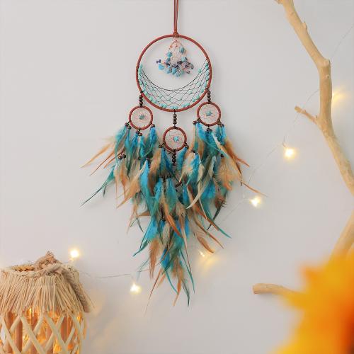 Fashion Dream Catcher Brass with Natural Stone & leather cord & Feather & Iron handmade for home and office & hollow mixed colors nickel lead & cadmium free Sold By PC