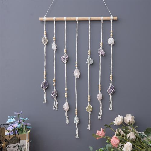 Hanging Ornaments, Natural Stone, with Cotton, handmade, for home and office, mixed colors, nickel, lead & cadmium free, 380x890mm, Sold By PC
