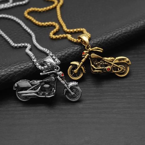 Titanium Steel Pendants, Motorcycle, plated, different styles for choice & for man, more colors for choice, 44.08x22.82mm, Length:60 cm, Sold By PC