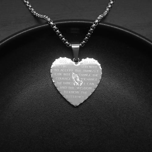Titanium Steel Pendants, Heart, plated, Unisex & different styles for choice, more colors for choice, 37.66x29.79mm, Length:60 cm, Sold By PC