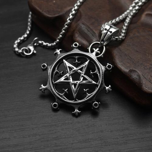 Titanium Steel Pendants, Star, plated, different styles for choice & for man, more colors for choice, 51.98x38.14mm, Length:60 cm, Sold By PC