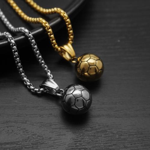 Titanium Steel Pendants, Football, plated, different styles for choice & for man, more colors for choice, 27.81x14.08mm, Length:45 cm, Sold By PC