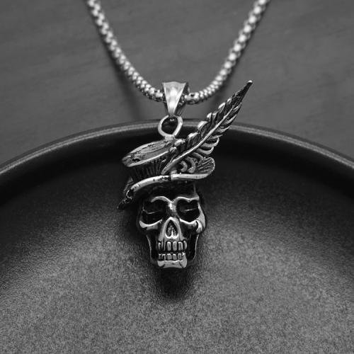 Titanium Steel Pendants Skull plated & for man Length 60 cm Sold By PC