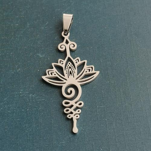 Titanium Steel Pendants Flower polished DIY & hollow Sold By PC